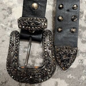 Buckle Black and Silver Embellished Belt